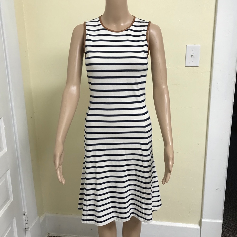 NWT Ralph Lauren navy blue &white striped dress XS